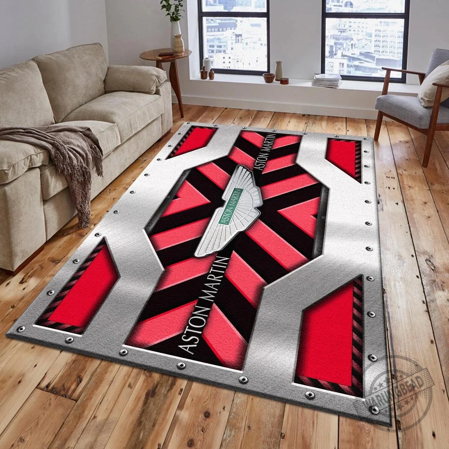 Aston Martin Racing Car Logo Blue and Black Striped Area Rug 10 Aston Martin Racing Car Logo Blue and Black Striped Area Rug