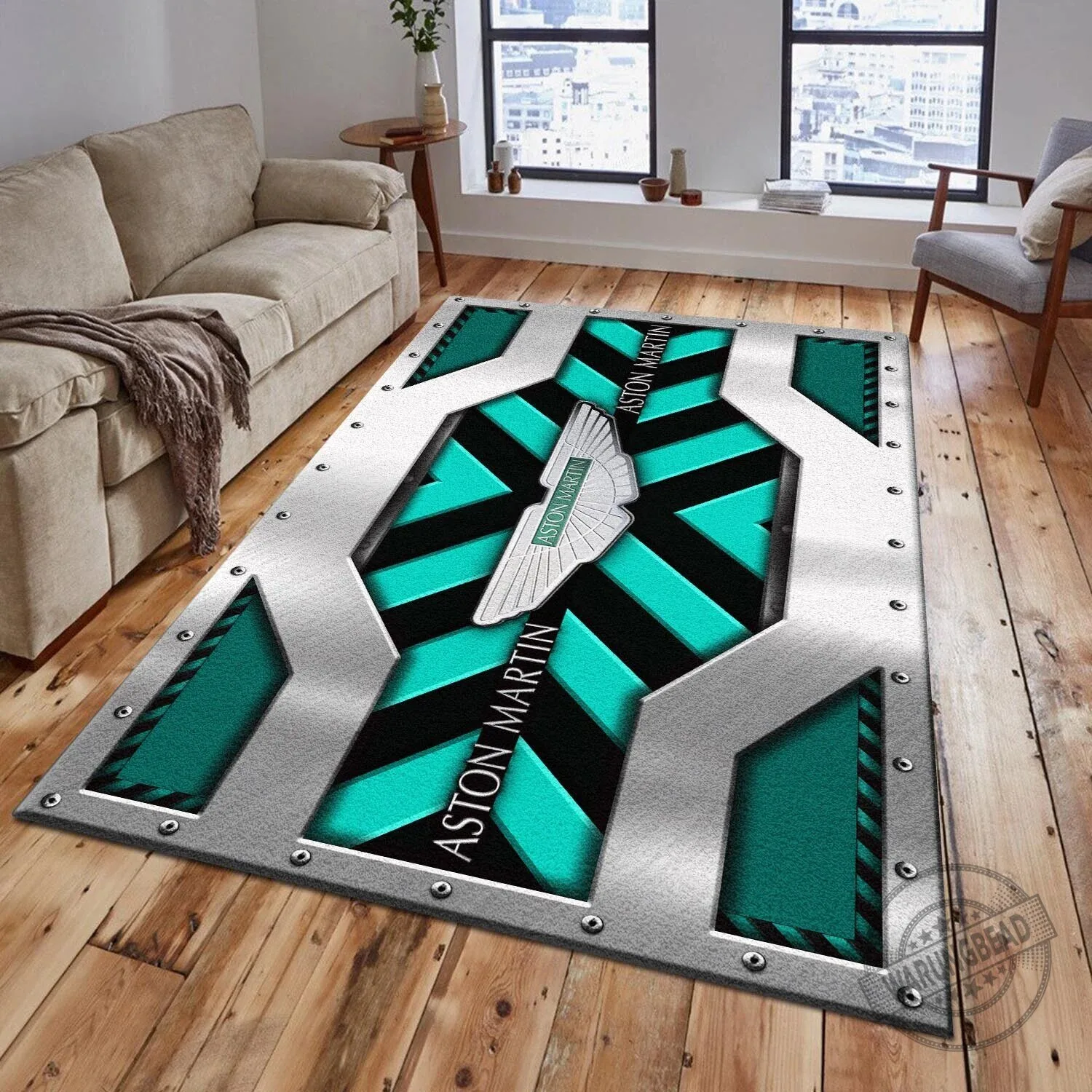 Aston Martin Racing Car Logo Blue and Black Striped Area Rug 14 Aston Martin Racing Car Logo Blue and Black Striped Area Rug