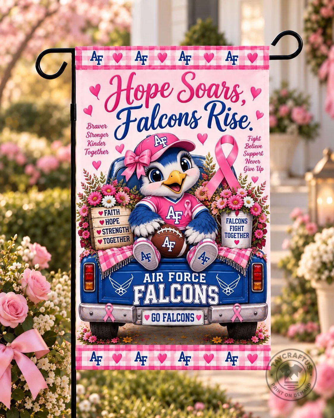 Air Force Falcons Breast Cancer Awareness Hope Soars Falcons Rise Flag