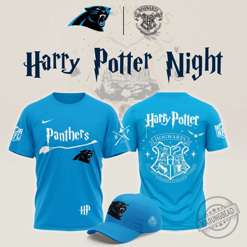 Carolina Panthers Harry Potter Night Hogwarts Crest Blue T-Shirt Carolina Panthers Harry Potter Night Hogwarts Crest Blue T-Shirt