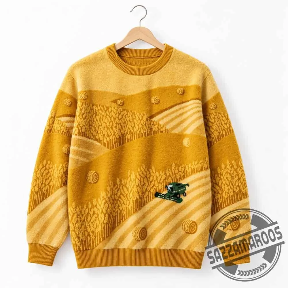 Mustard Yellow Farm Landscape Knit Sweater 3 Mustard Yellow Farm Landscape Knit Sweater