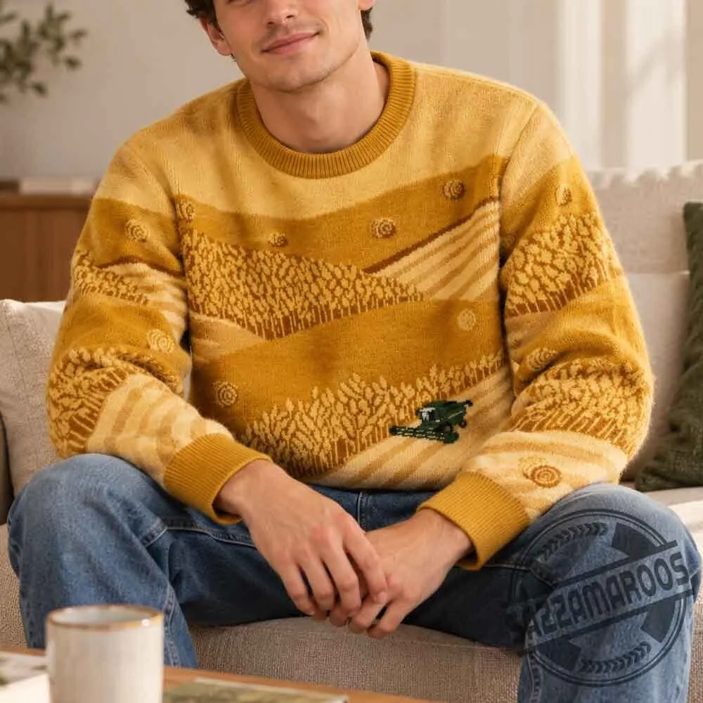 Mustard Yellow Farm Landscape Knit Sweater 4 Mustard Yellow Farm Landscape Knit Sweater