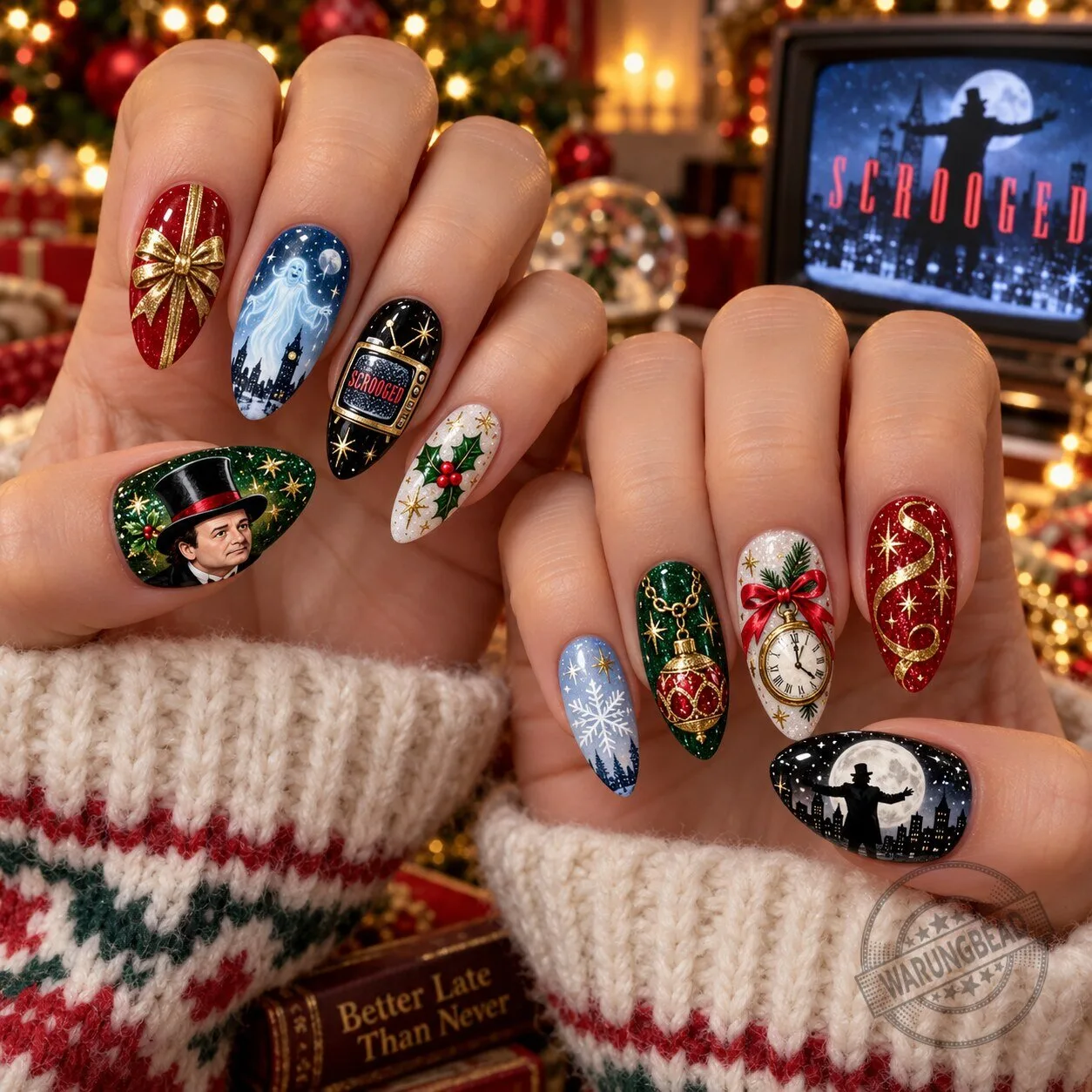 Christmas Carol Ebenezer Scrooge Holiday Story Press-On Nails Set