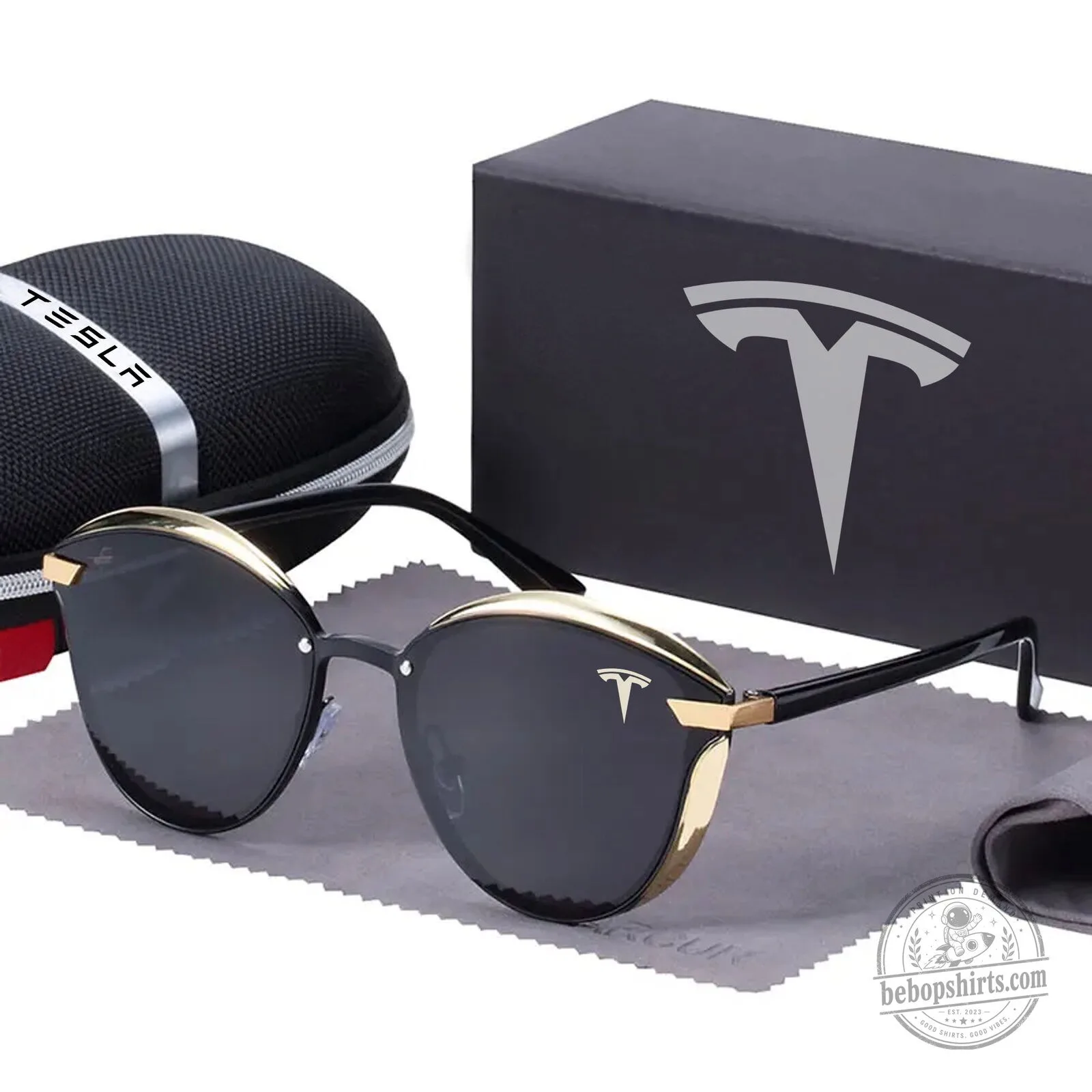 Tesla Cat Eye Polarized Women's Sunglasses with Gold Frame Detail