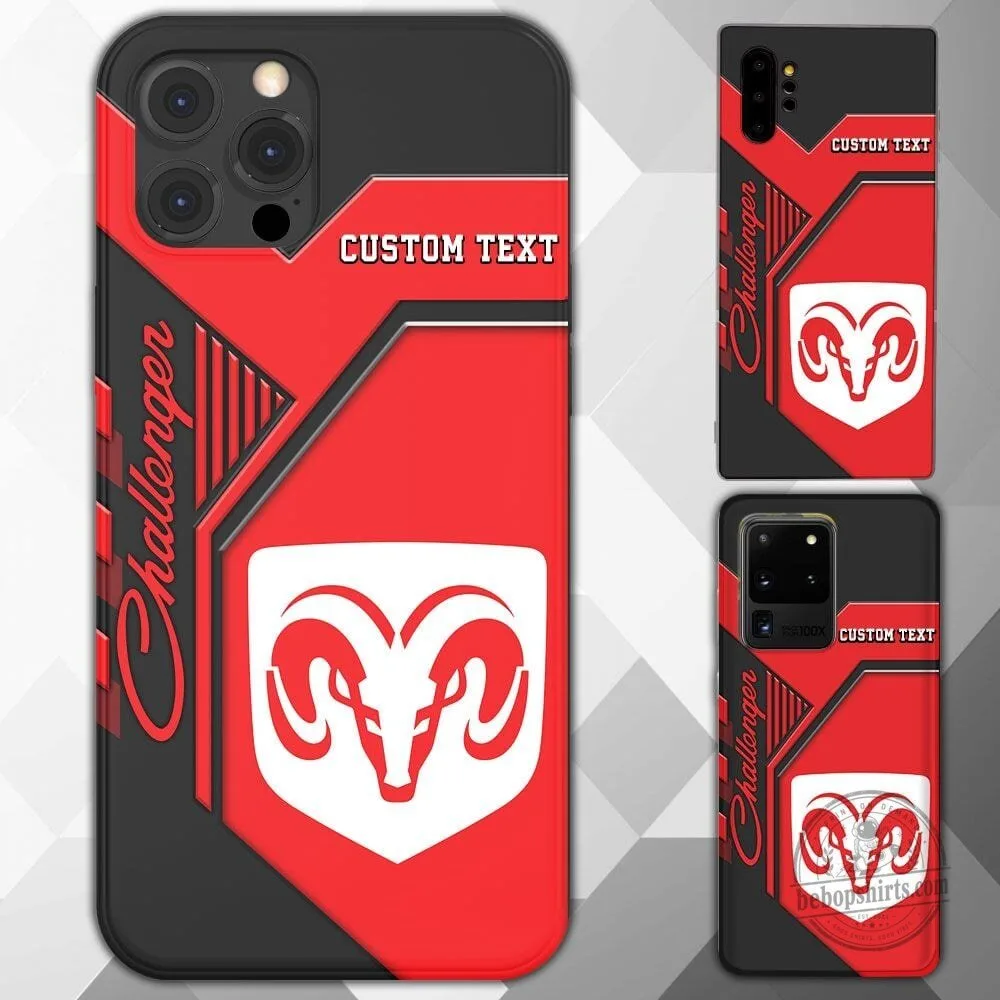 Dodge Challenger Ram Head Logo Custom Text Phone Case