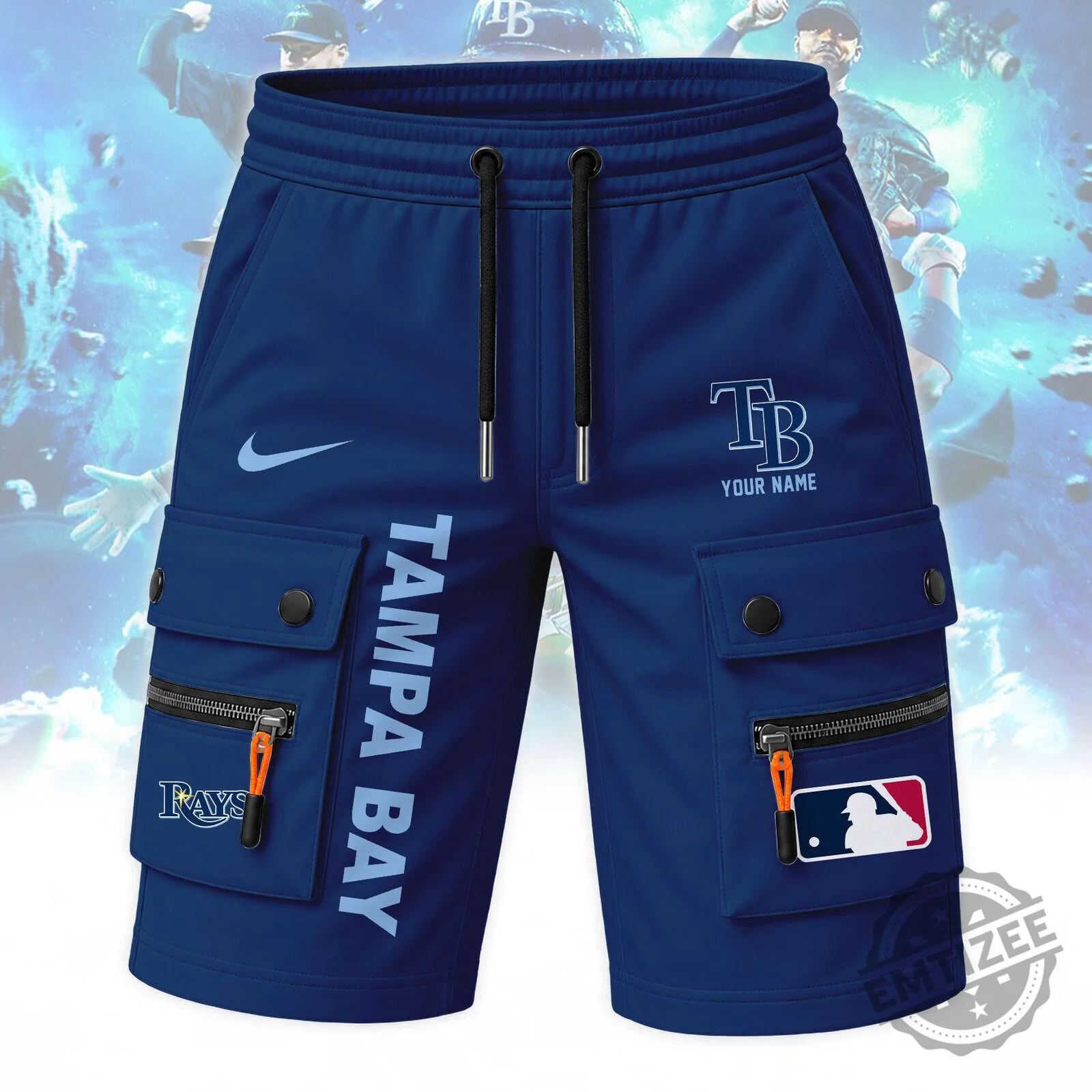 Tampa Bay Rays Baseball Team Personalized Blue Cargo Shorts