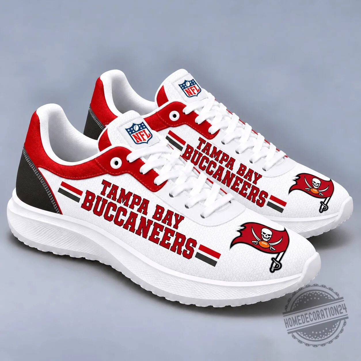 Tampa Bay Buccaneers NFL Team Logo White and Red Athletic Sneakers
