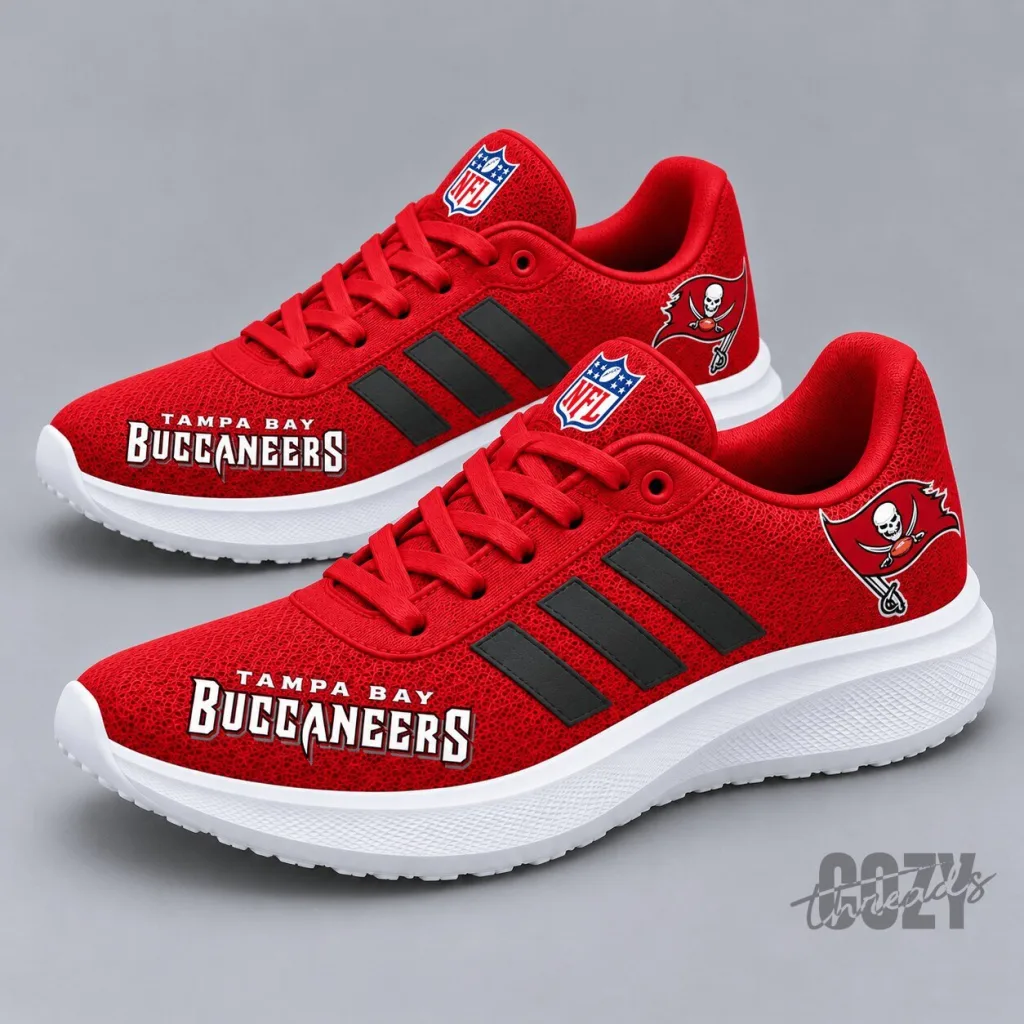 Tampa Bay Buccaneers NFL Football Team Logo Red Stripe Sport Shoes Tampa Bay Buccaneers NFL Football Team Logo Red Stripe Sport Shoes