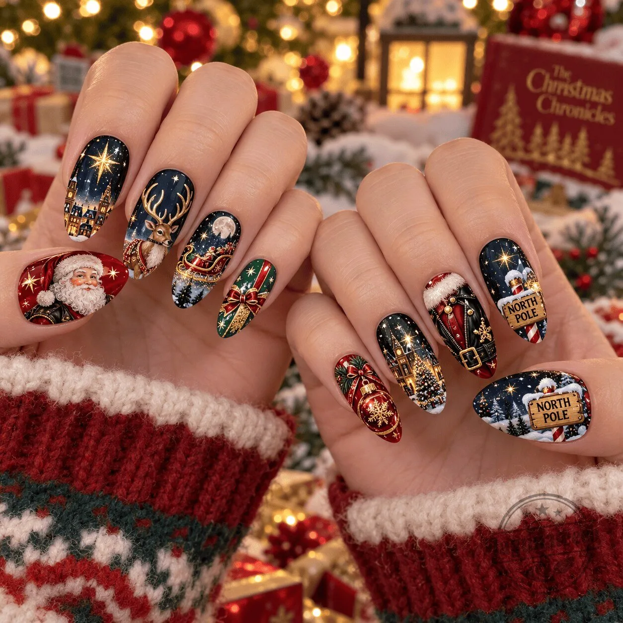 Christmas Chronicles Festive Character Holiday Press On Nails Set