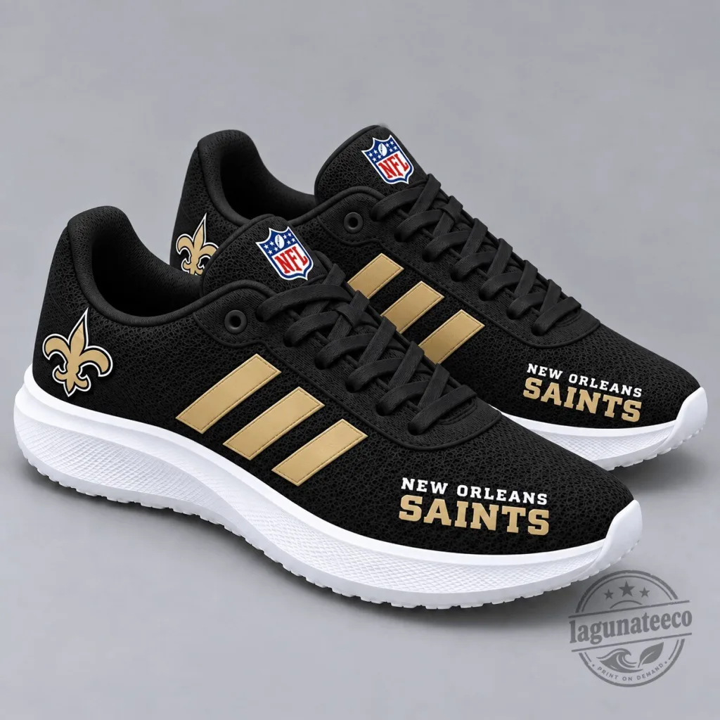 New Orleans Saints National Football League Black Gold Stripe Pride Sport Shoes New Orleans Saints National Football League Black Gold Stripe Pride Sport Shoes