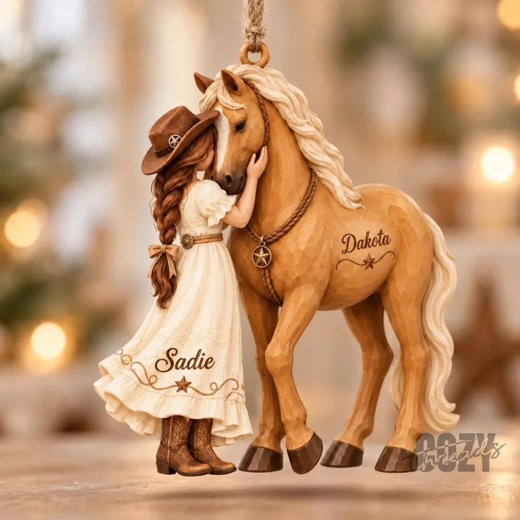 Personalized Girl and Horse Christmas Ornament Custom Name Horse Lover Gift Personalized Girl and Horse Christmas Ornament Custom Name Horse Lover Gift