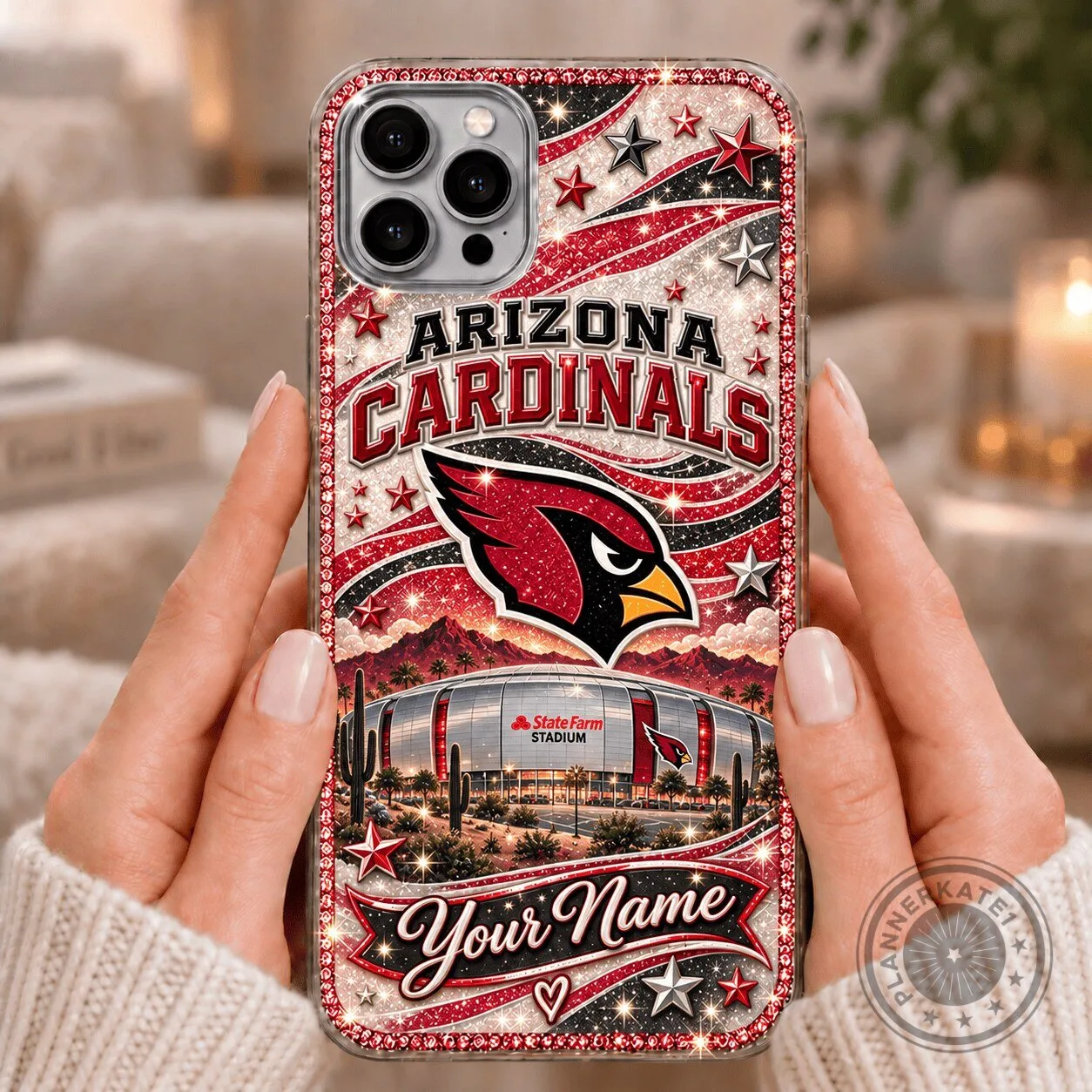 Arizona Cardinals Football Team Personalized Glitter Phone Case for iPhone