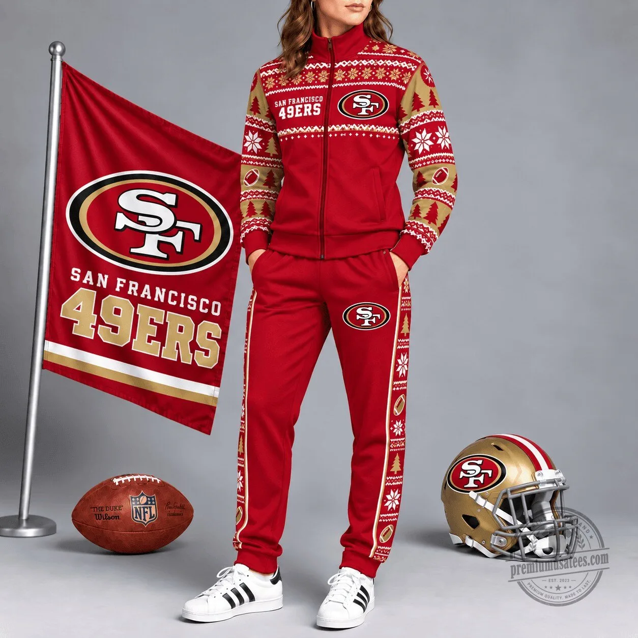 San Francisco 49ers Christmas Holiday Spirit Ugly Sweater Tracksuit Hoodie
