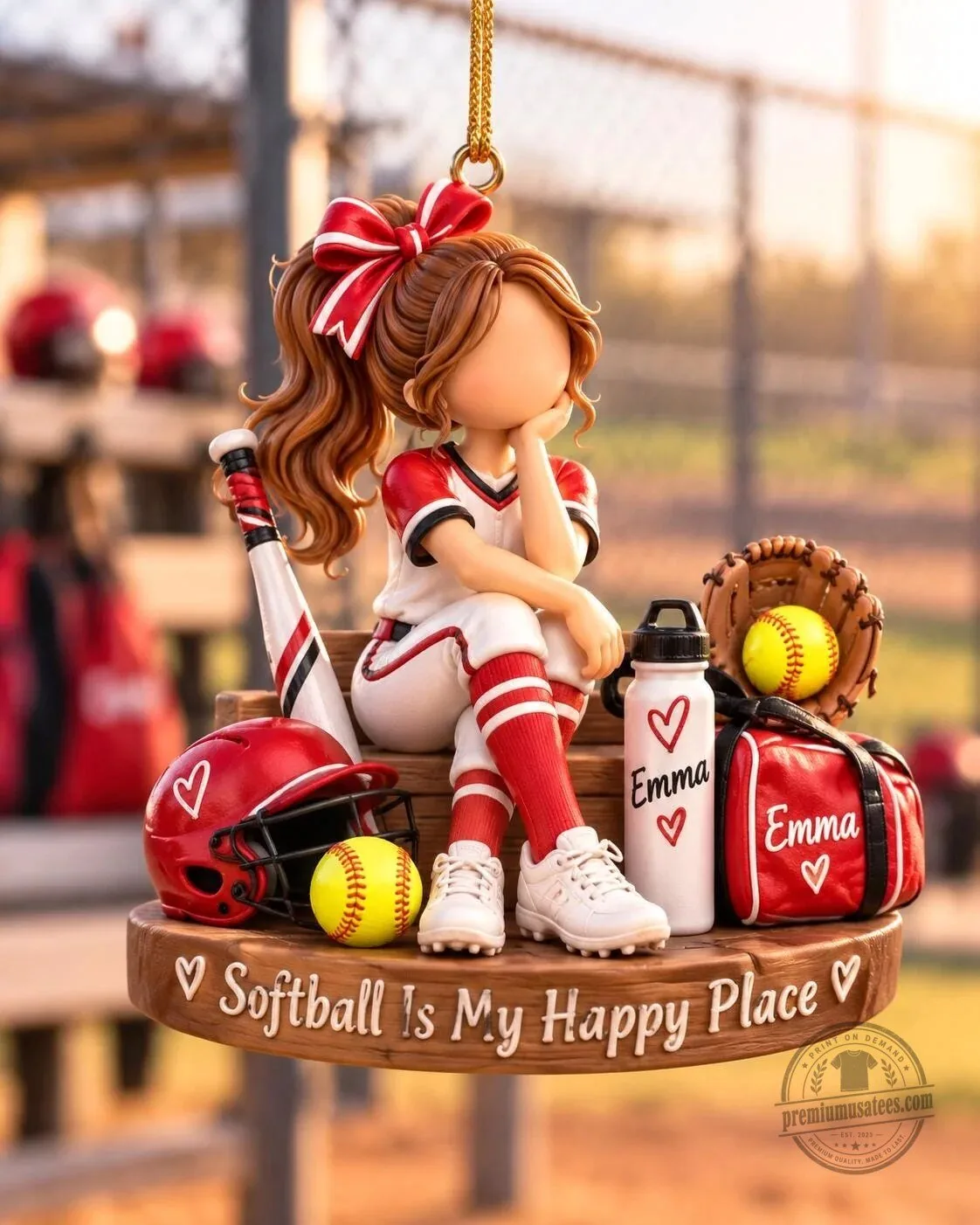Personalized Softball Girl Christmas Ornament, Custom Team Keepsake Gift