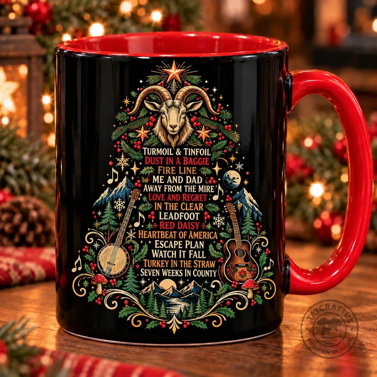 Billy Strings Music Fan Decor Christmas Tree Mug, Bluegrass Holiday Coffee Cup Gift 5 Billy Strings Music Fan Decor Christmas Tree Mug, Bluegrass Holiday Coffee Cup Gift