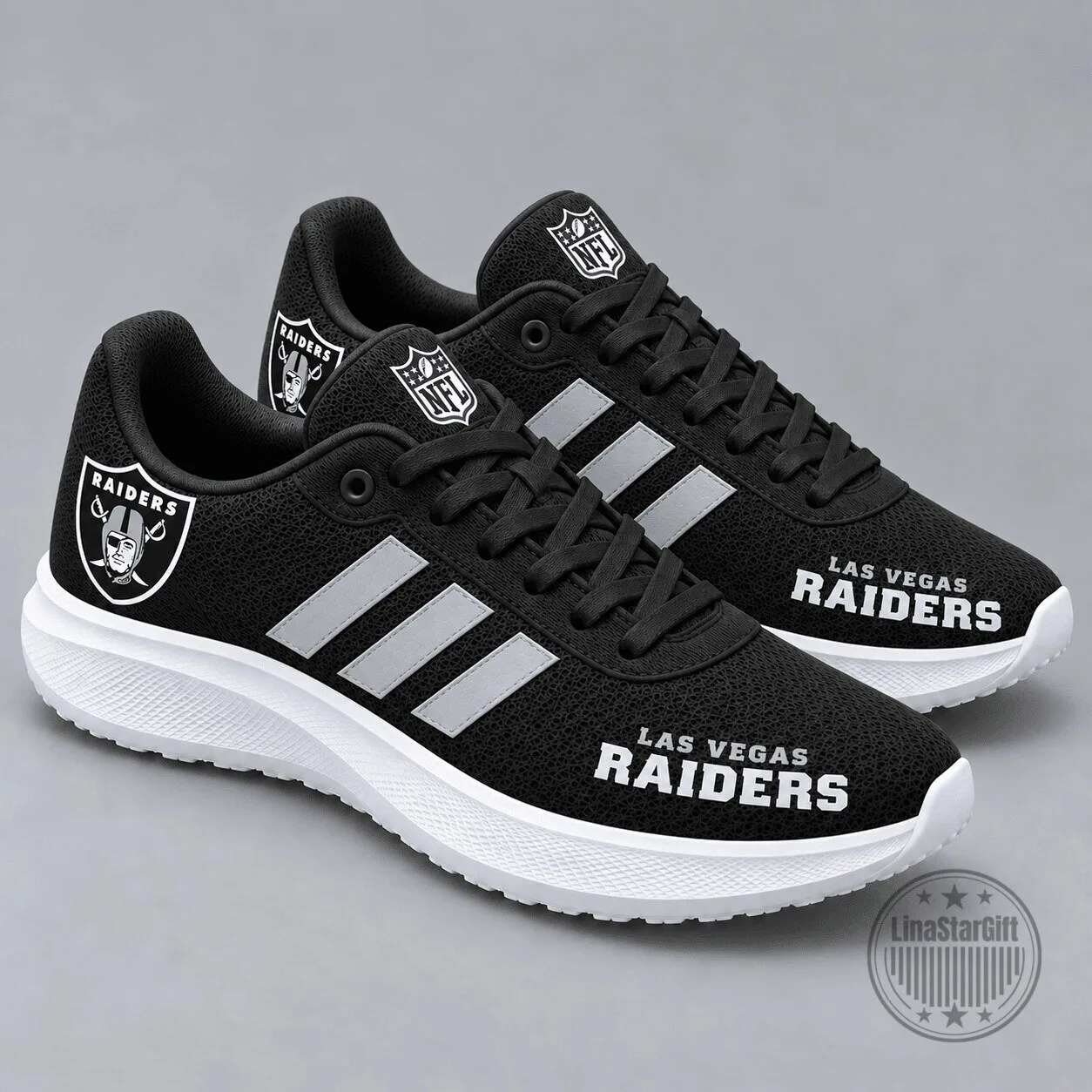 Las Vegas Raiders NFL Football Team Black Sport Sneakers Running Shoes