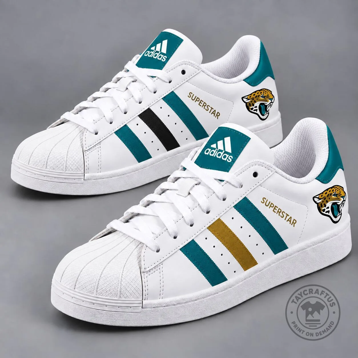 Jacksonville Jaguars Adidas Superstar Style Sneakers NFL Football Team Shoes 1 Jacksonville Jaguars Adidas Superstar Style Sneakers NFL Football Team Shoes