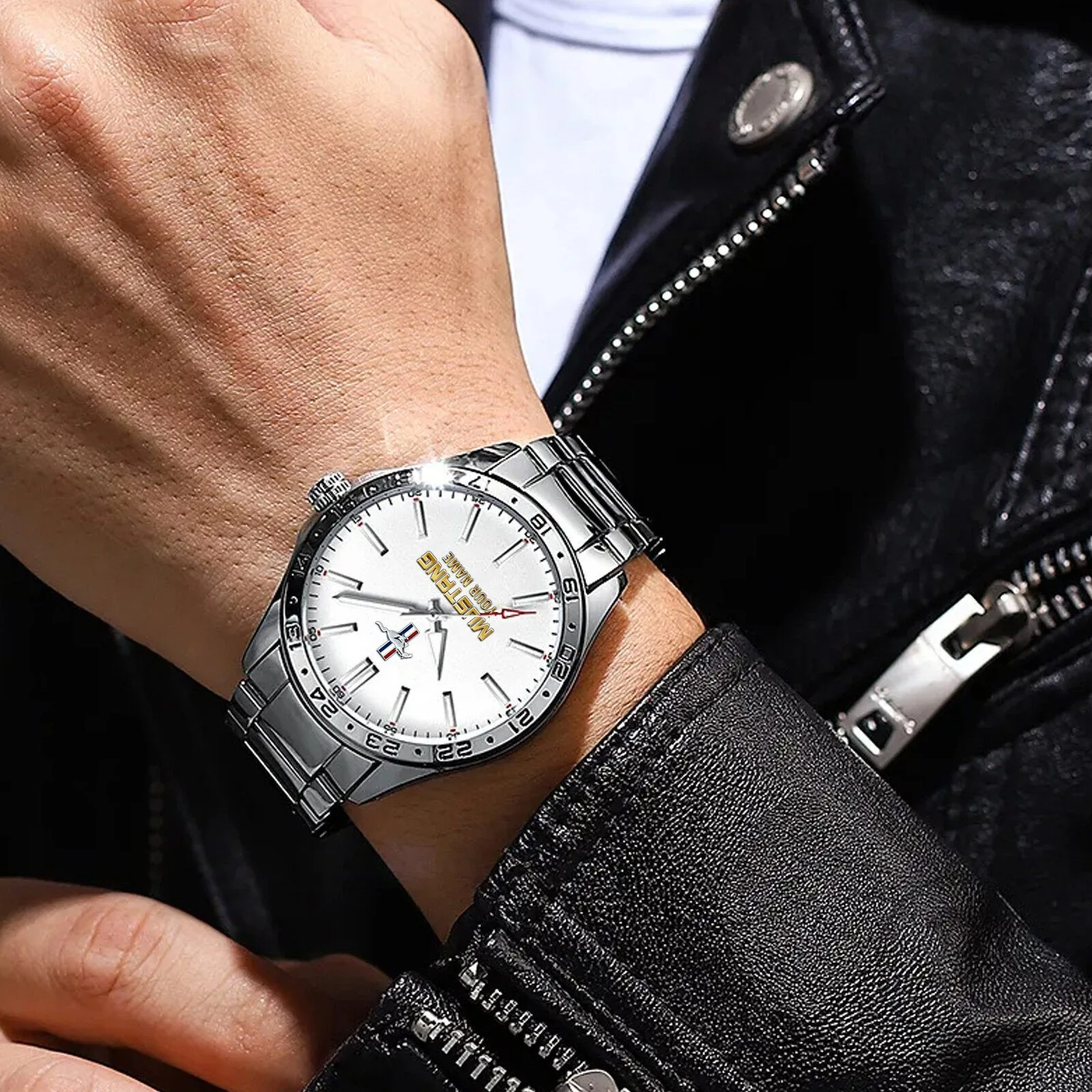Personalized Ford Mustang Logo Stainless Steel Watch for Men 10 Personalized Ford Mustang Logo Stainless Steel Watch for Men