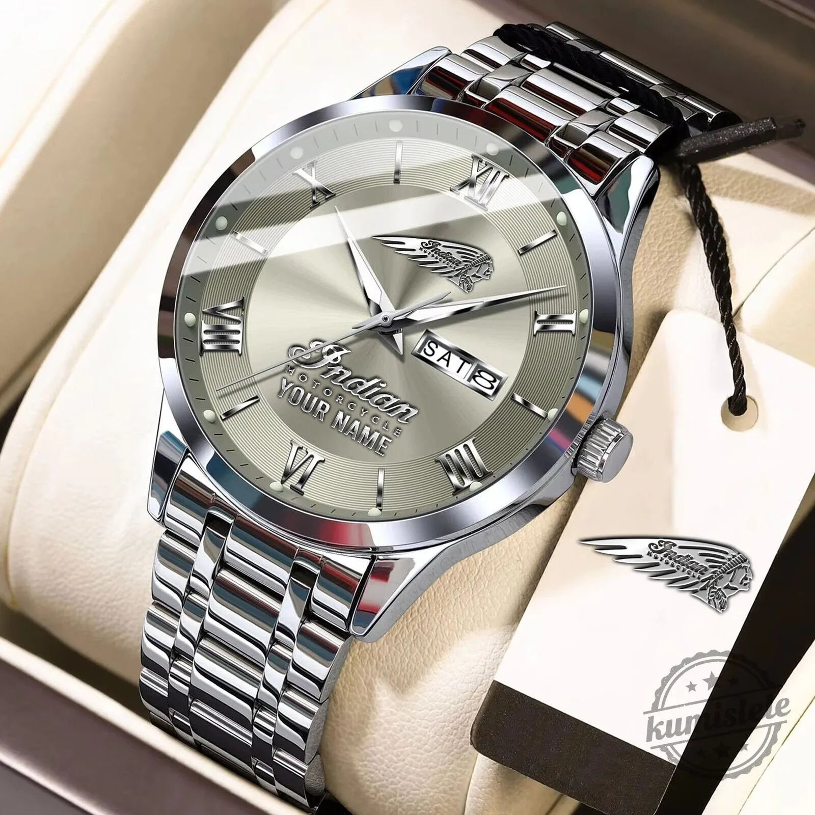 Indian Motorcycle Custom Name Men's Elegant Fashion Design Watch