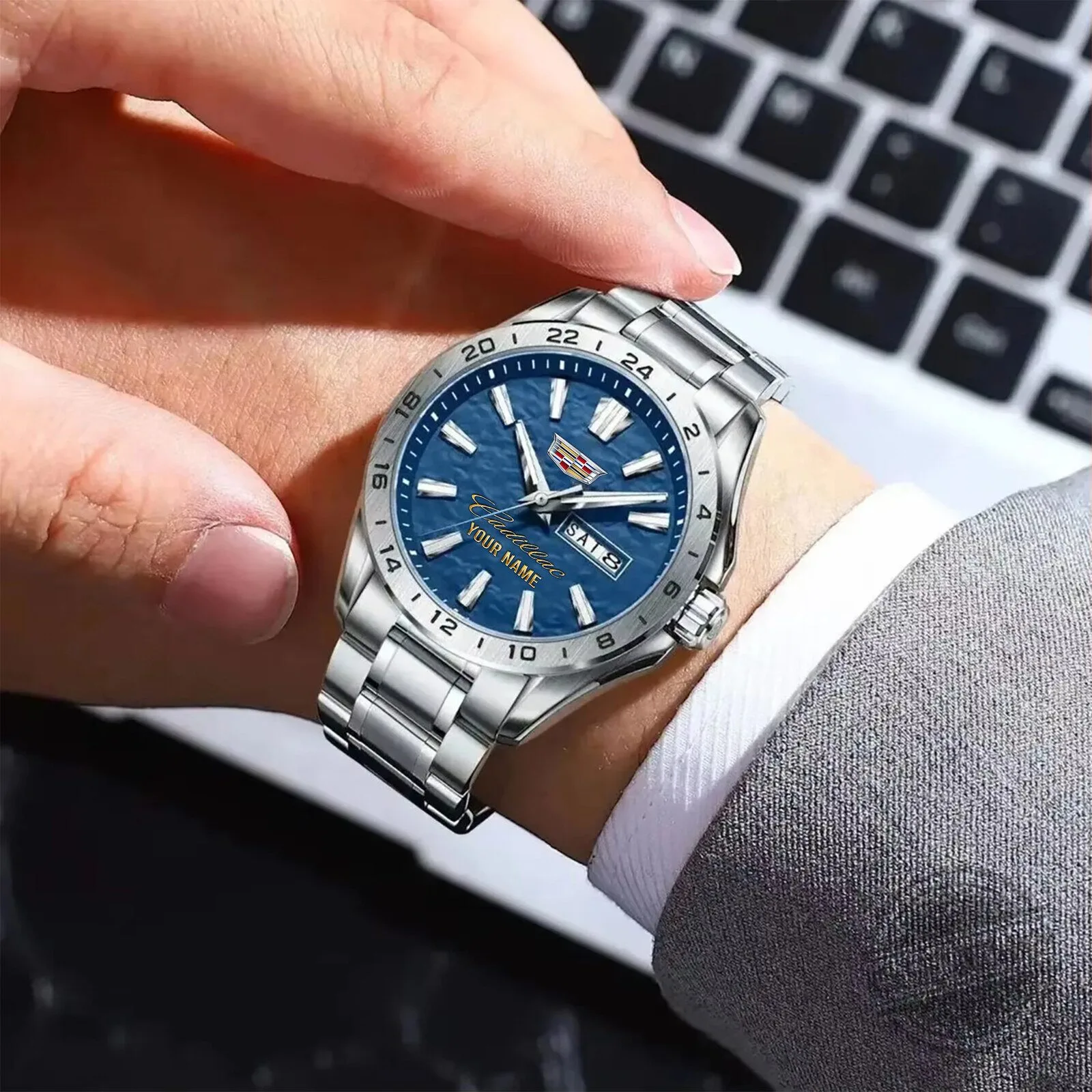 Cadillac Custom Name Stainless Steel Luxury Men's Wrist Watch 12 Cadillac Custom Name Stainless Steel Luxury Men