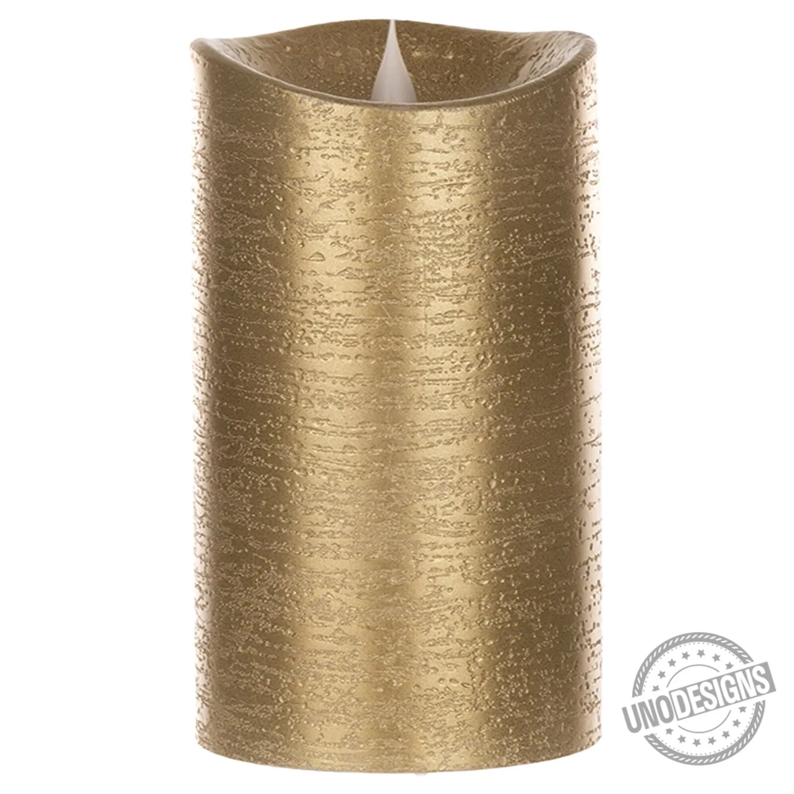 Simplux LED Designer Gold Pillar Candle with Flickering Flame Effect