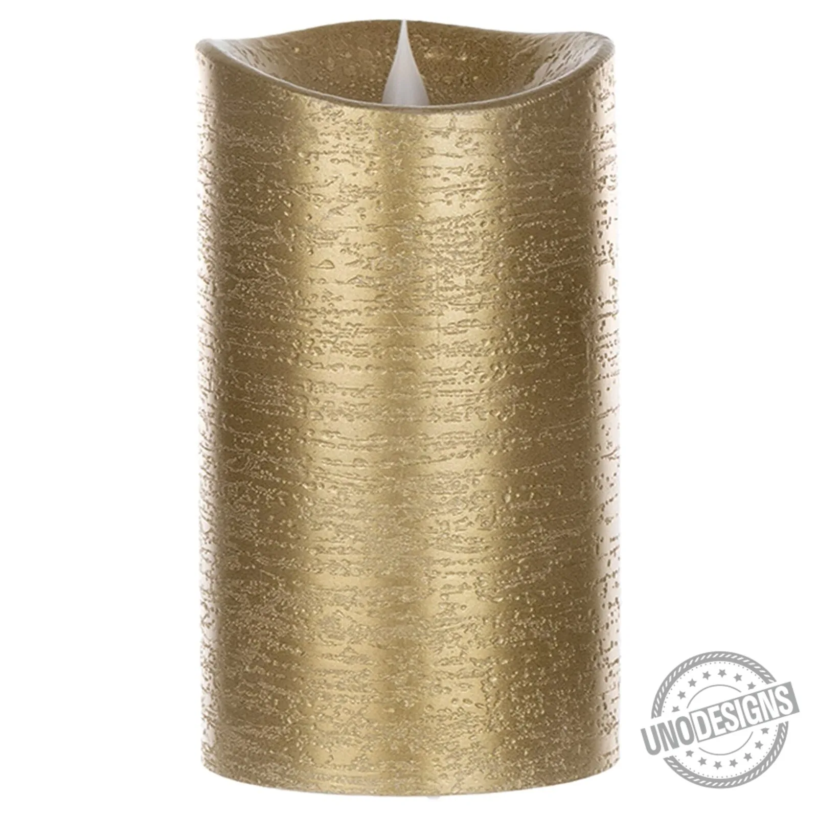 Simplux LED Designer Gold Pillar Candle with Flickering Flame Effect 3 Simplux LED Designer Gold Pillar Candle with Flickering Flame Effect