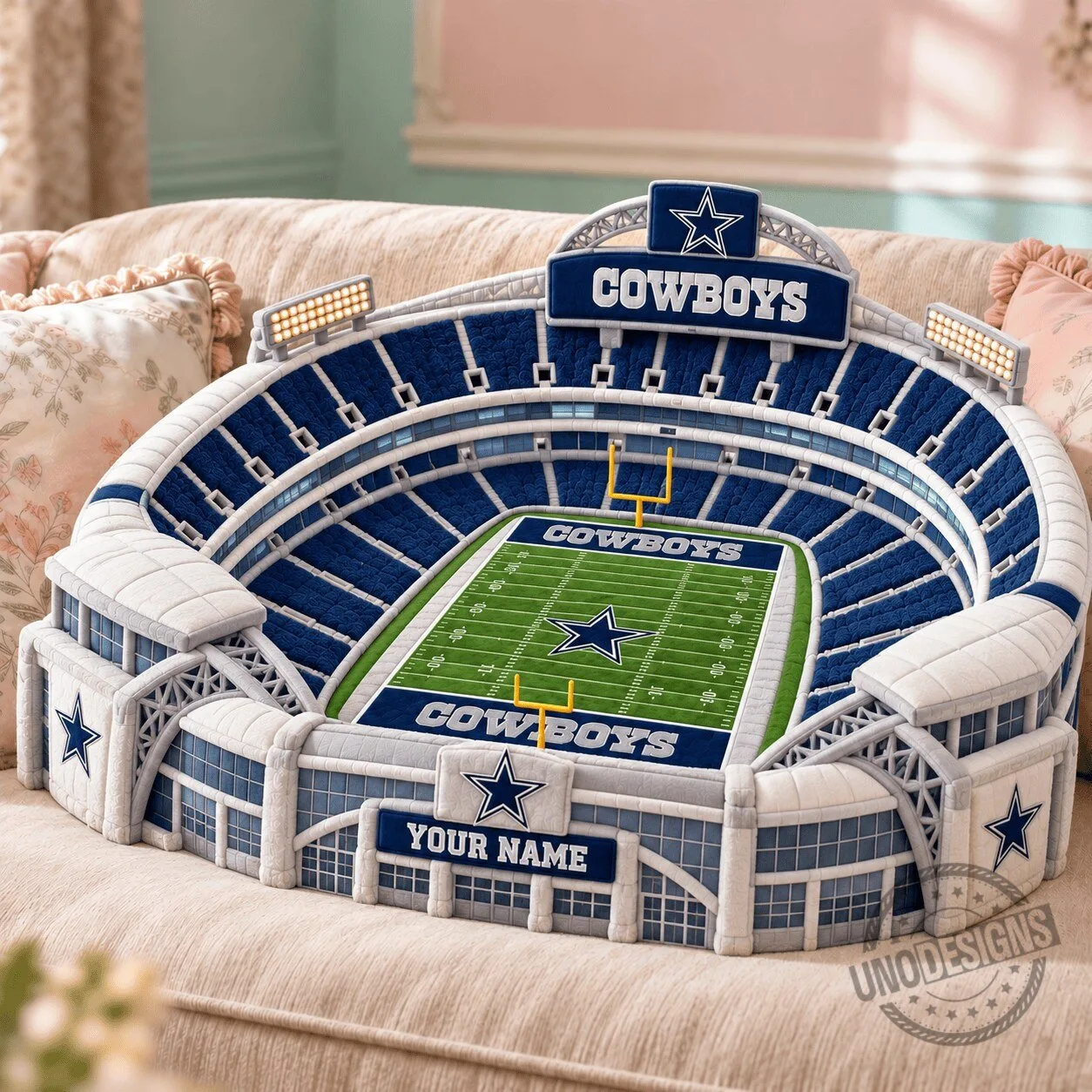 Dallas Cowboys NFL Stadium Shaped Decorative Throw Pillow with Custom Name
