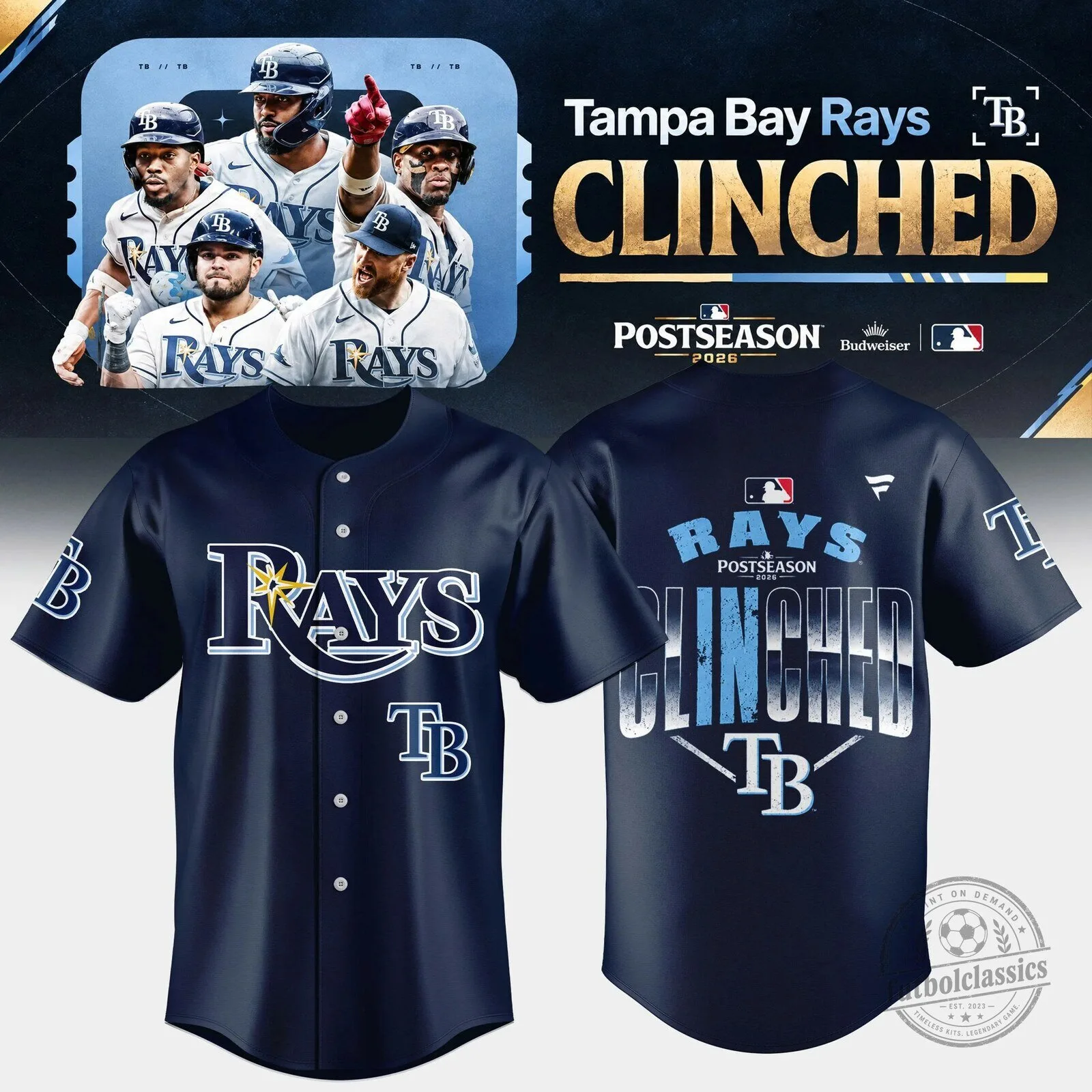 2026 Tampa Bay Rays Baseball Jersey - Clinched Postseason Design