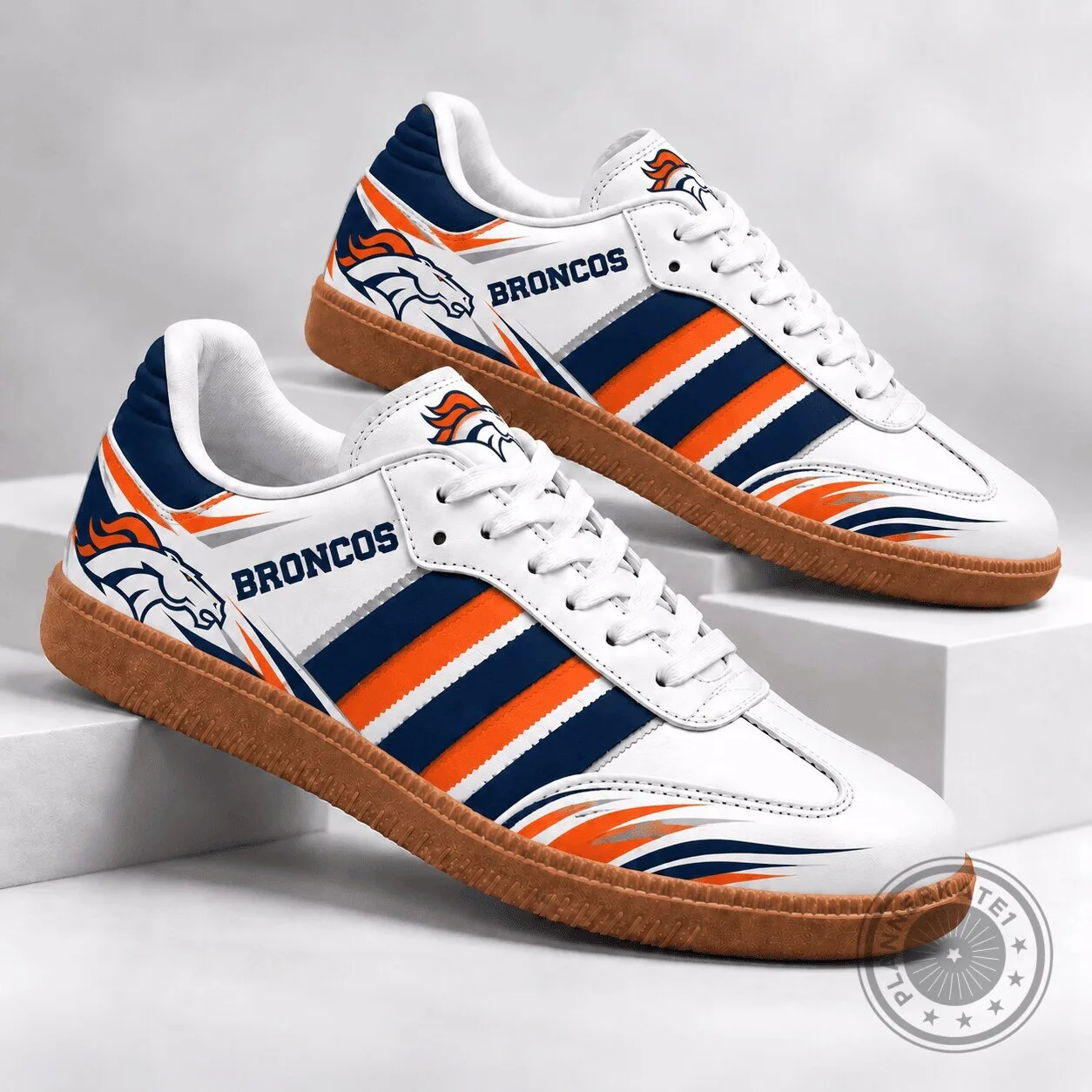 Denver Broncos National Football League Team Logo White Samba Shoes 1 Denver Broncos National Football League Team Logo White Samba Shoes