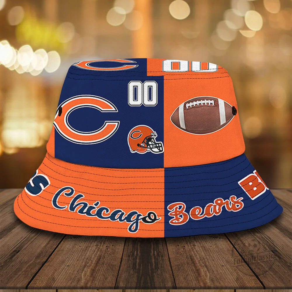 Chicago Bears Football Team Logo Split Design Bucket Hat