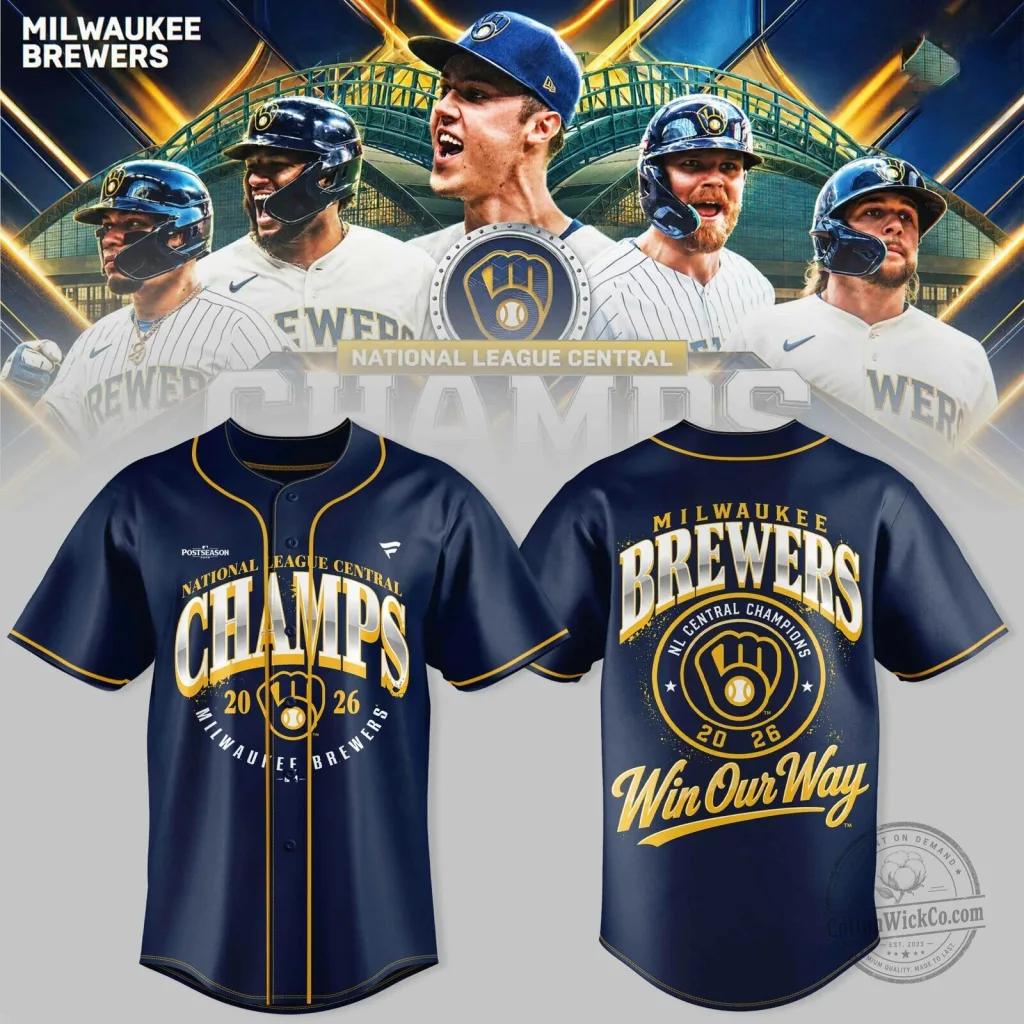 2026 Baseball Jersey for Milwaukee Brewers National League Central Champions 2026 Baseball Jersey for Milwaukee Brewers National League Central Champions
