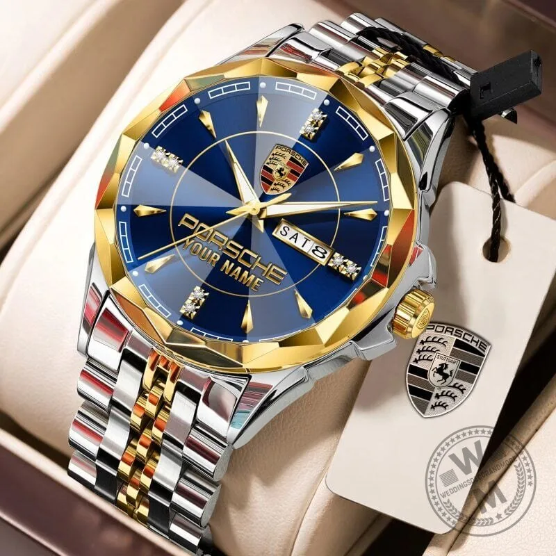 Porsche Custom Name Elegant Design Gold and Silver Stainless Steel Watch 12 Porsche Custom Name Elegant Design Gold and Silver Stainless Steel Watch