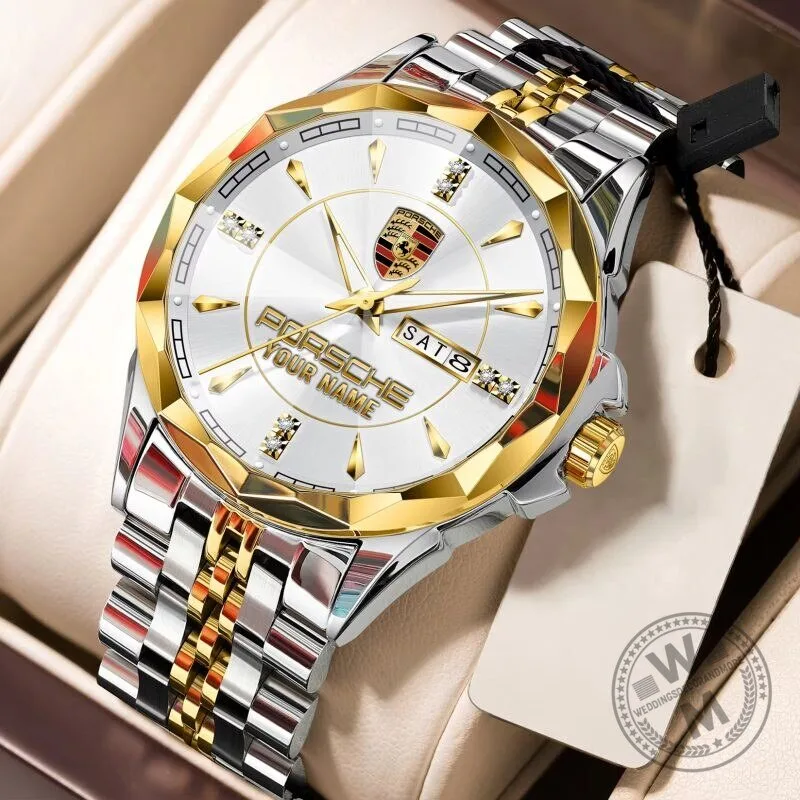 Porsche Custom Name Elegant Design Gold and Silver Stainless Steel Watch 13 Porsche Custom Name Elegant Design Gold and Silver Stainless Steel Watch