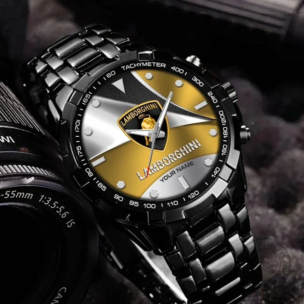 Lamborghini Custom Name Gold Silver Luxury Stainless Steel Watch for Men 22 Lamborghini Custom Name Gold Silver Luxury Stainless Steel Watch for Men