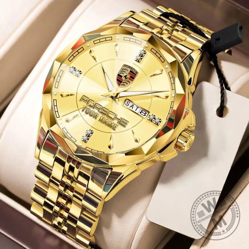 Porsche Custom Name Elegant Design Gold and Silver Stainless Steel Watch 17 Porsche Custom Name Elegant Design Gold and Silver Stainless Steel Watch
