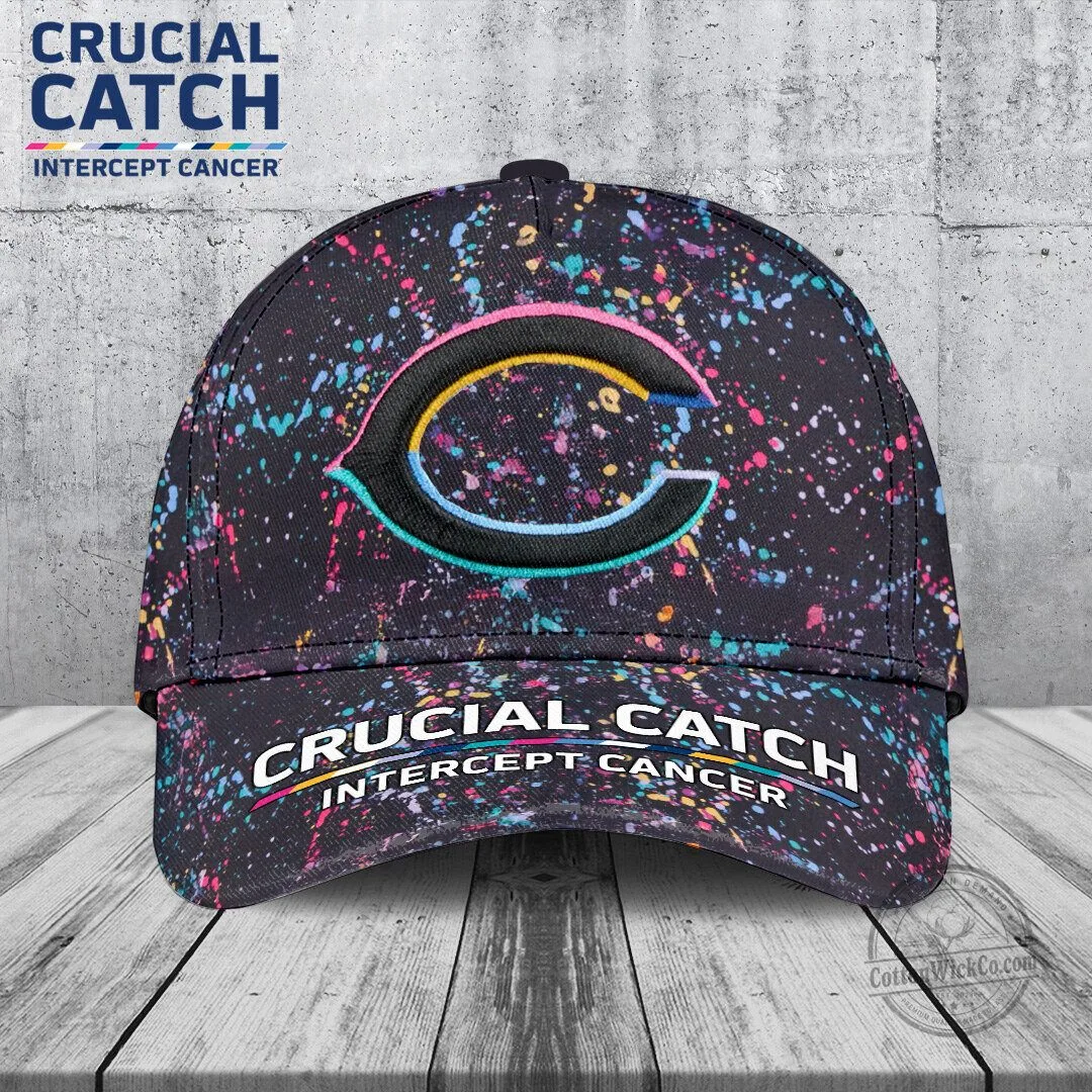 Chicago Bears Crucial Catch Intercept Cancer Paint Splatter Cap Hat