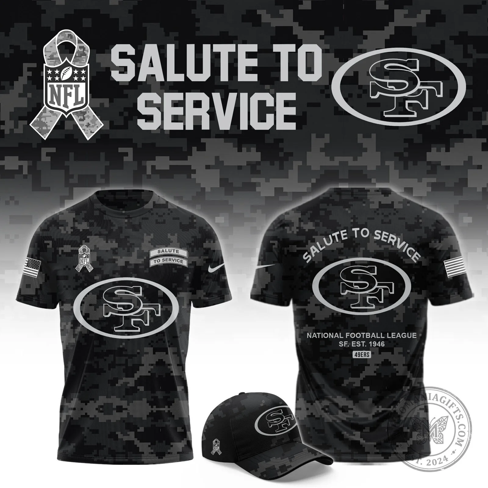 San Francisco 49ers Salute To Service Digital Camouflage National Football League T-Shirt