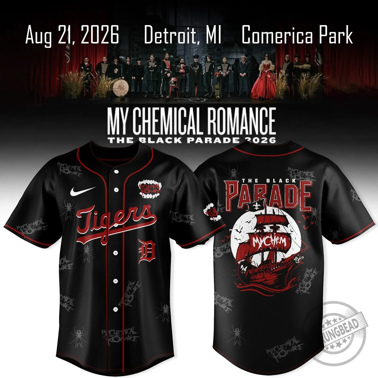 My Chemical Romance The Black Parade Detroit Tigers Baseball Jersey 1 My Chemical Romance The Black Parade Detroit Tigers Baseball Jersey