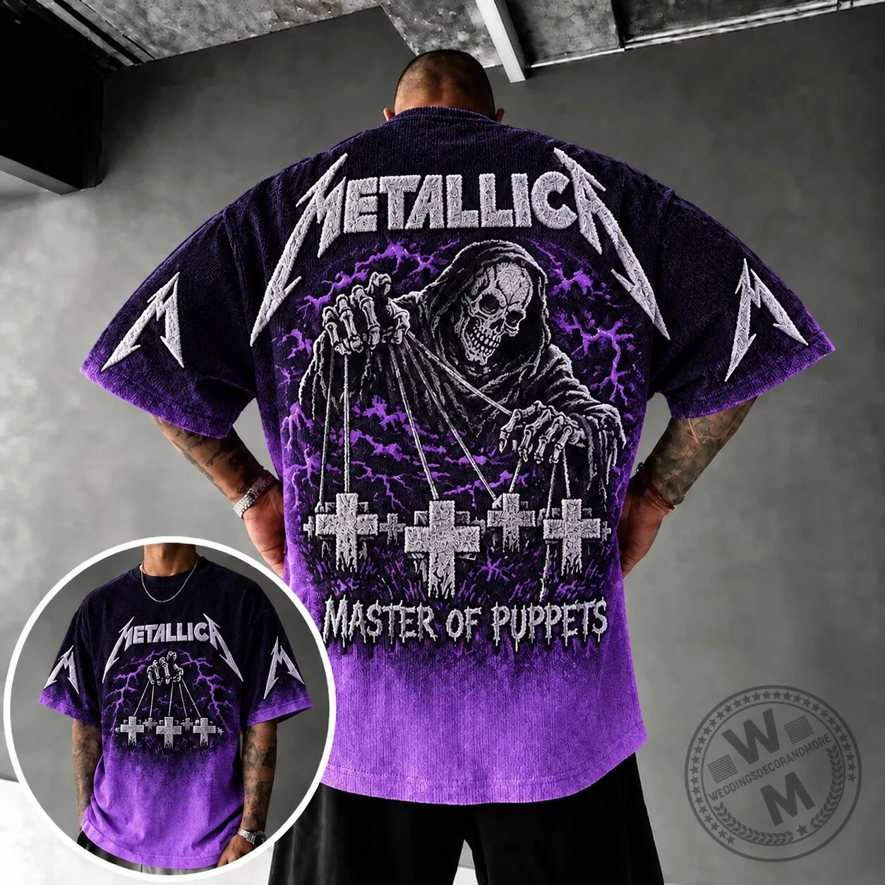 Metallica Master of Puppets Grim Reaper Purple Graphic T-Shirt 1 Metallica Master of Puppets Grim Reaper Purple Graphic T-Shirt
