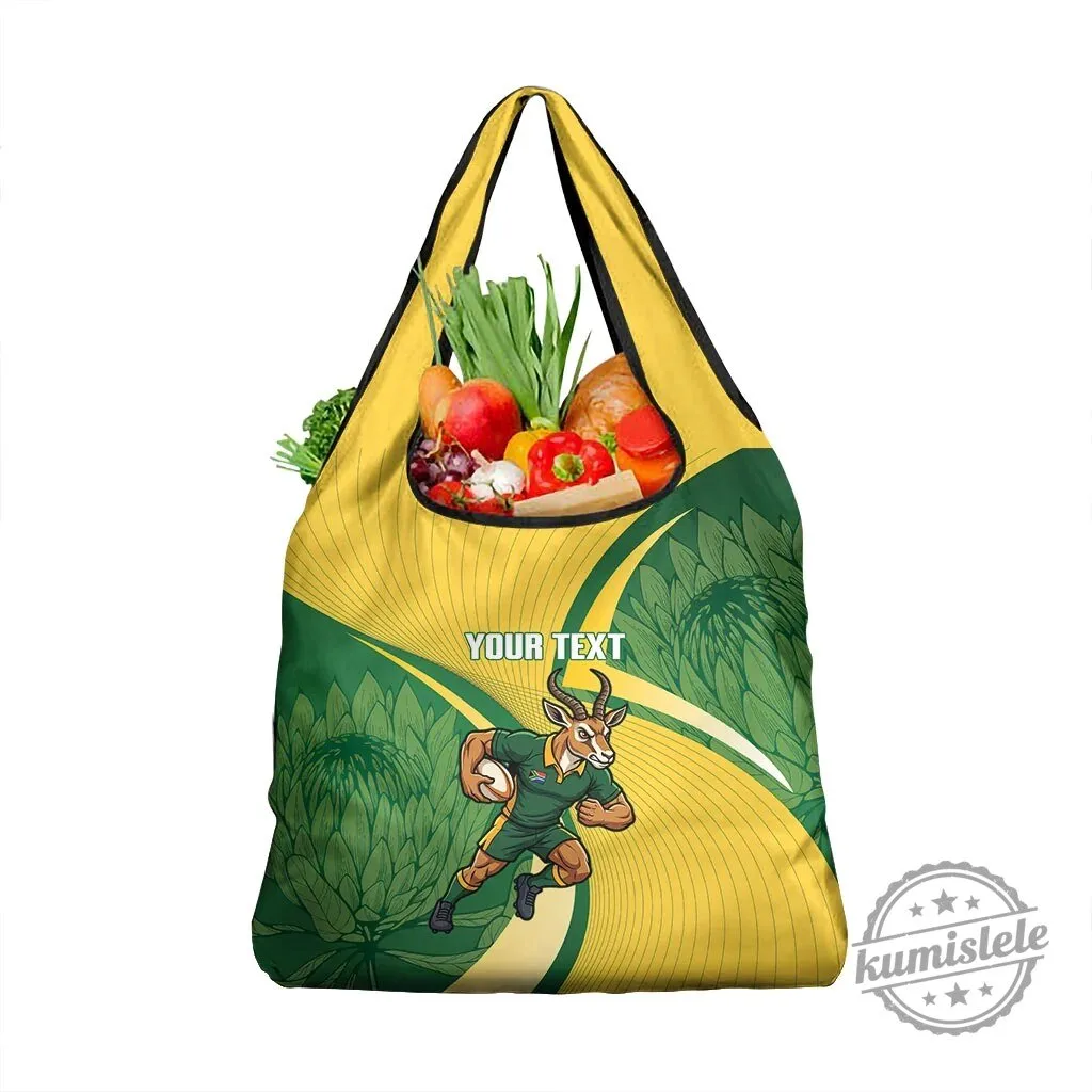 South Africa Rugby Springboks Mascot Custom Reusable Grocery Bag