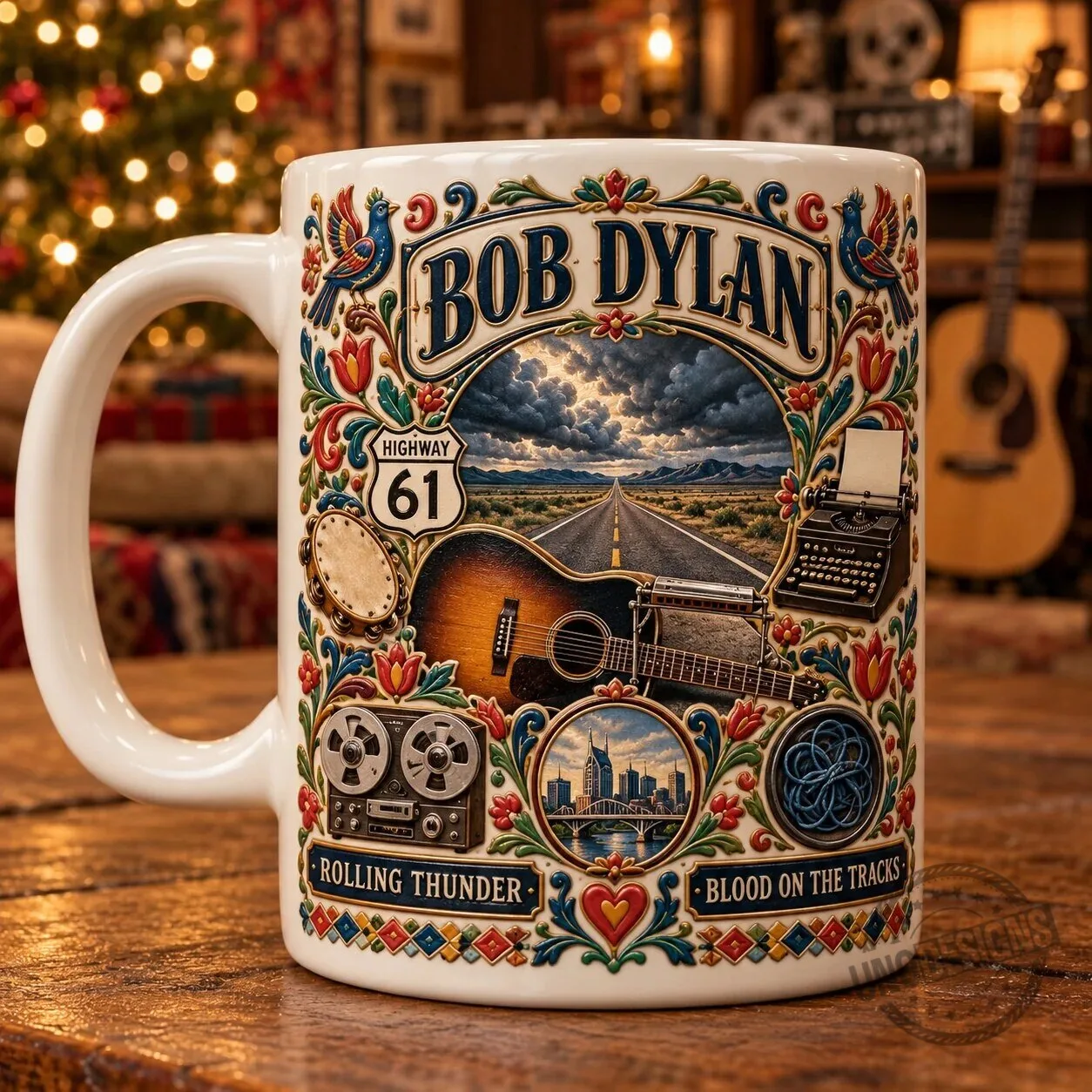 Bob Dylan Highway 61 Revisited Blonde on Blonde Folk Art Ceramic Coffee Mug 5 Bob Dylan Highway 61 Revisited Blonde on Blonde Folk Art Ceramic Coffee Mug