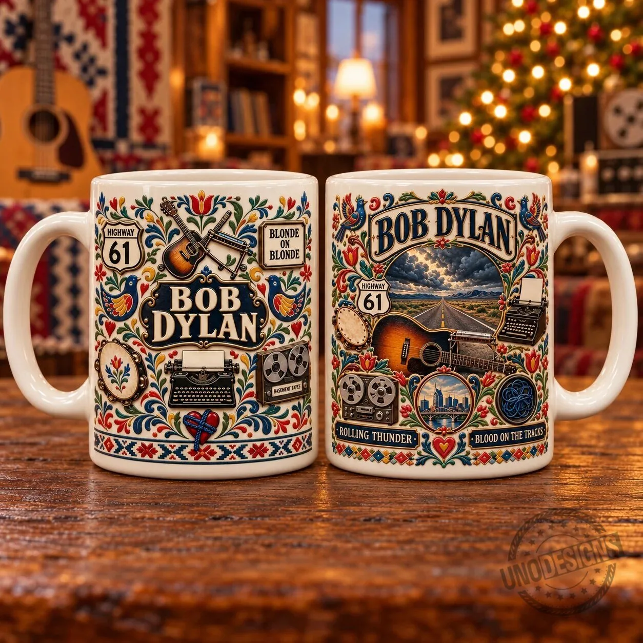 Bob Dylan Highway 61 Revisited Blonde on Blonde Folk Art Ceramic Coffee Mug 6 Bob Dylan Highway 61 Revisited Blonde on Blonde Folk Art Ceramic Coffee Mug