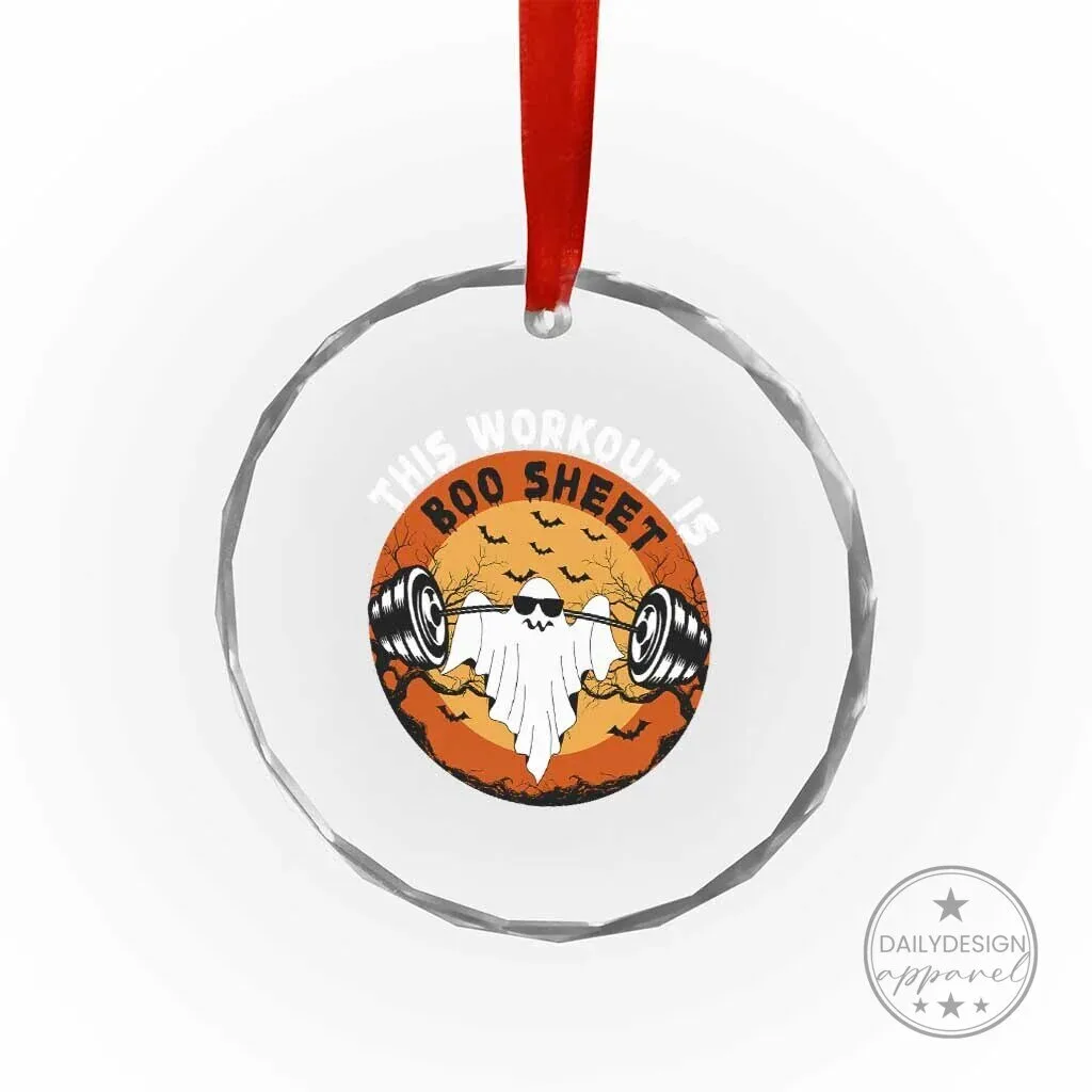 Funny Halloween Gym Fitness Crystal Glass Ornament This Workout Is Boo Sheet Ghost Humor 6 Funny Halloween Gym Fitness Crystal Glass Ornament This Workout Is Boo Sheet Ghost Humor