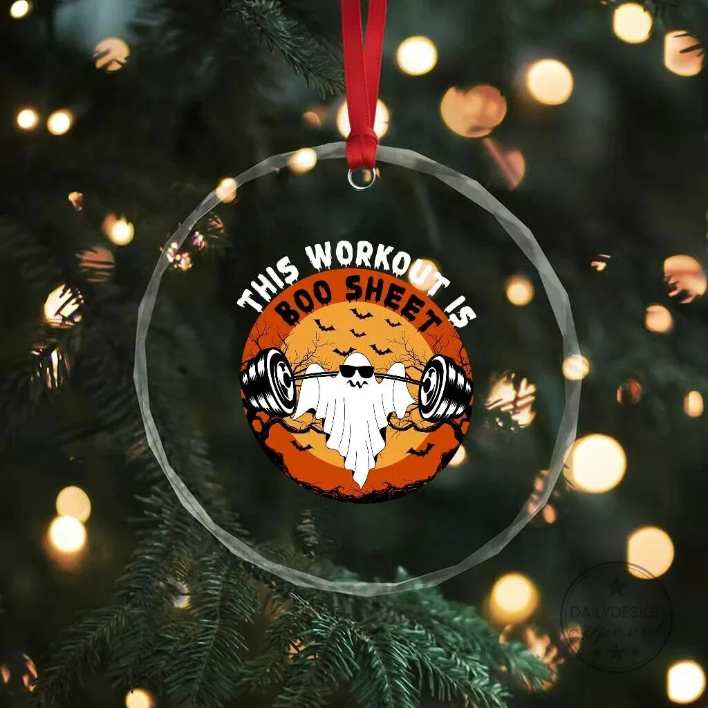Funny Halloween Gym Fitness Crystal Glass Ornament This Workout Is Boo Sheet Ghost Humor 7 Funny Halloween Gym Fitness Crystal Glass Ornament This Workout Is Boo Sheet Ghost Humor