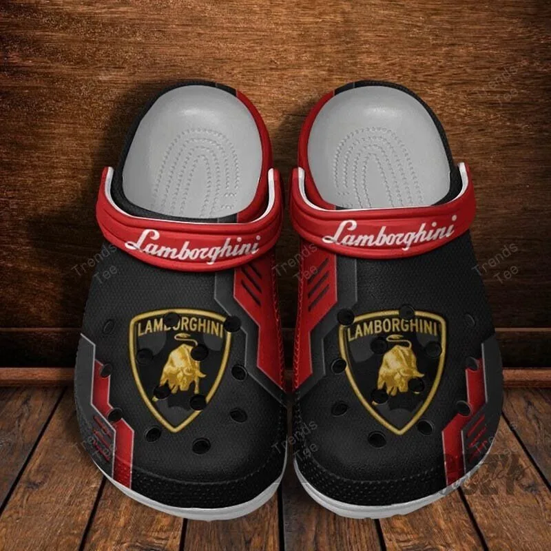 Lamborghini Red Black Luxury Car Logo Classic Crocs Shoes