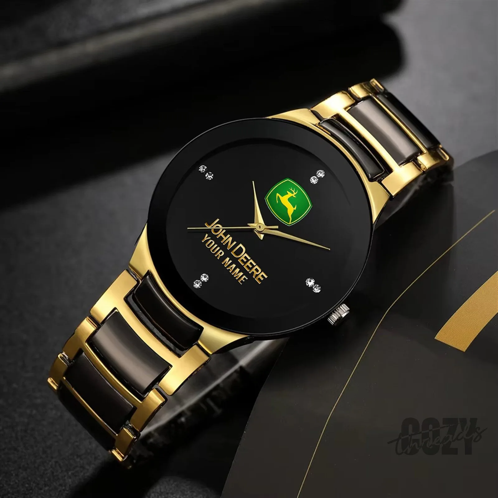 John Deere Custom Name Gold Tone Men's Quartz Watch