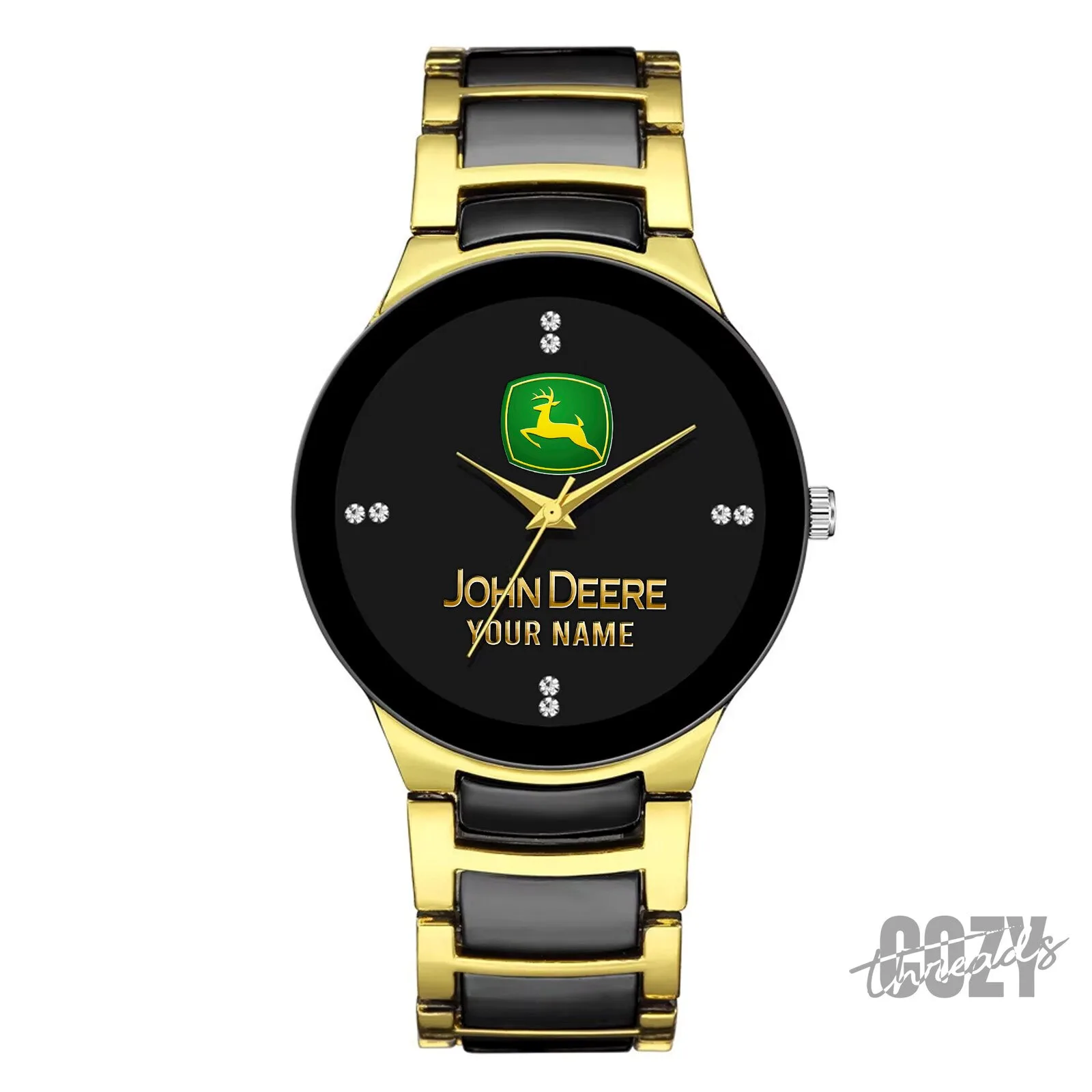 John Deere Custom Name Gold Tone Men's Quartz Watch 6 John Deere Custom Name Gold Tone Men