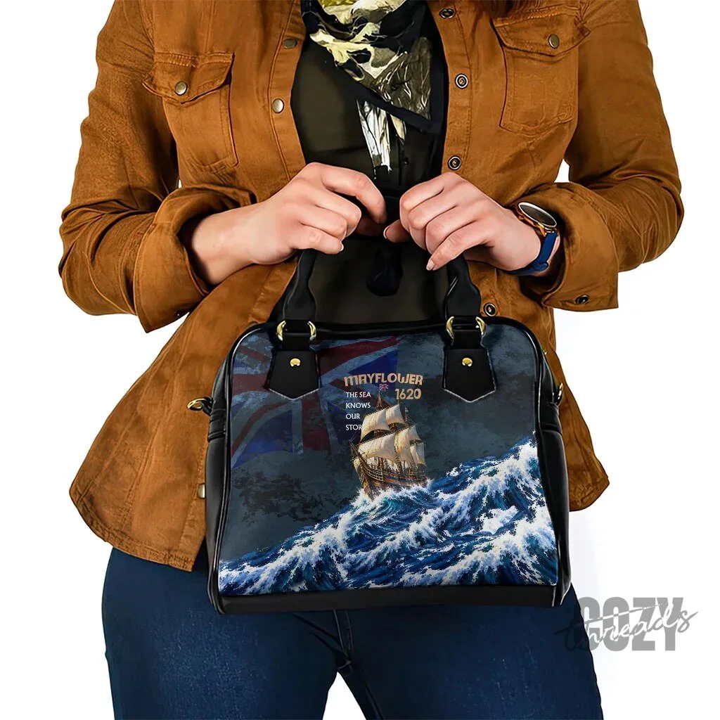 Mayflower 1620 Ship Vintage Nautical Ocean Waves Art Shoulder Handbag 9 Mayflower 1620 Ship Vintage Nautical Ocean Waves Art Shoulder Handbag