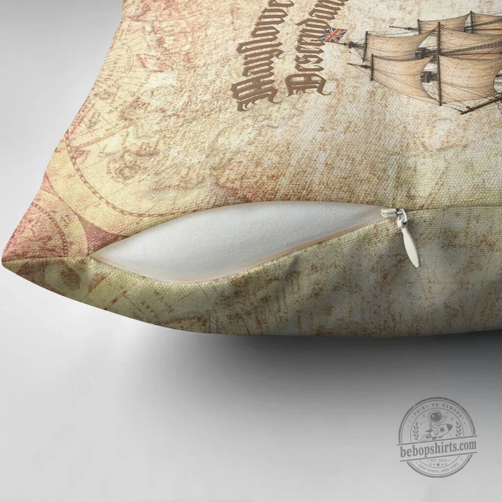 Mayflower Descendant Ship Vintage Nautical Map Ocean Waves Decorative Pillow – image 5 of 5