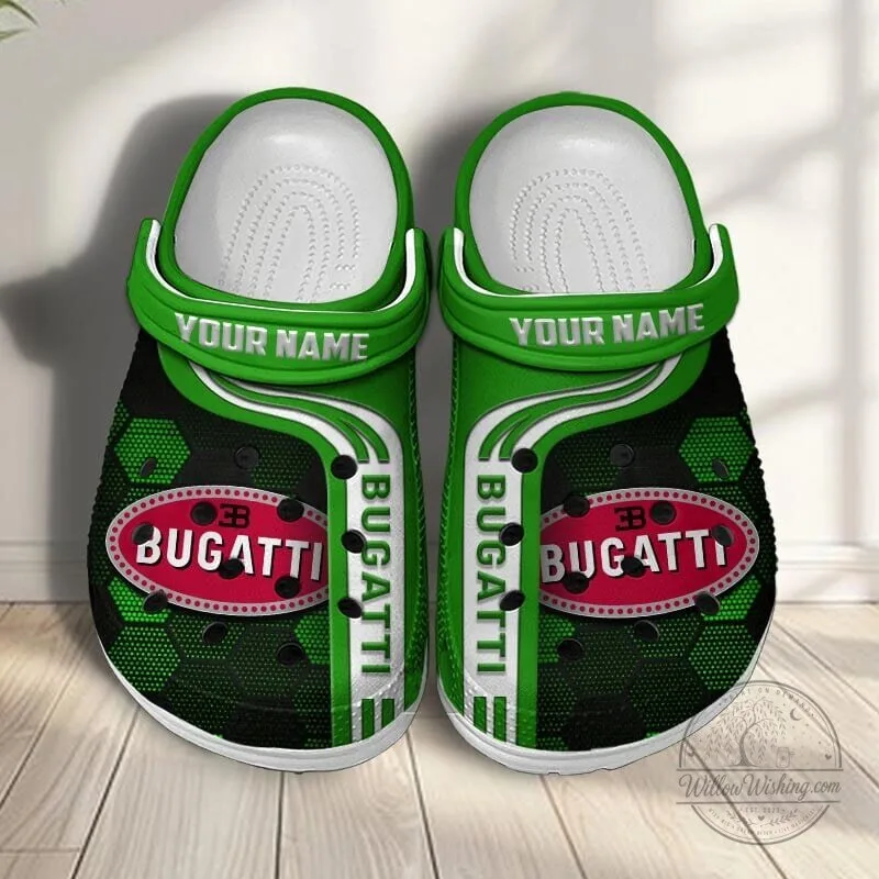 Bugatti Custom Name Classic Blue Hexagon Pattern Casual Crocs Shoes 15 Bugatti Custom Name Classic Blue Hexagon Pattern Casual Crocs Shoes